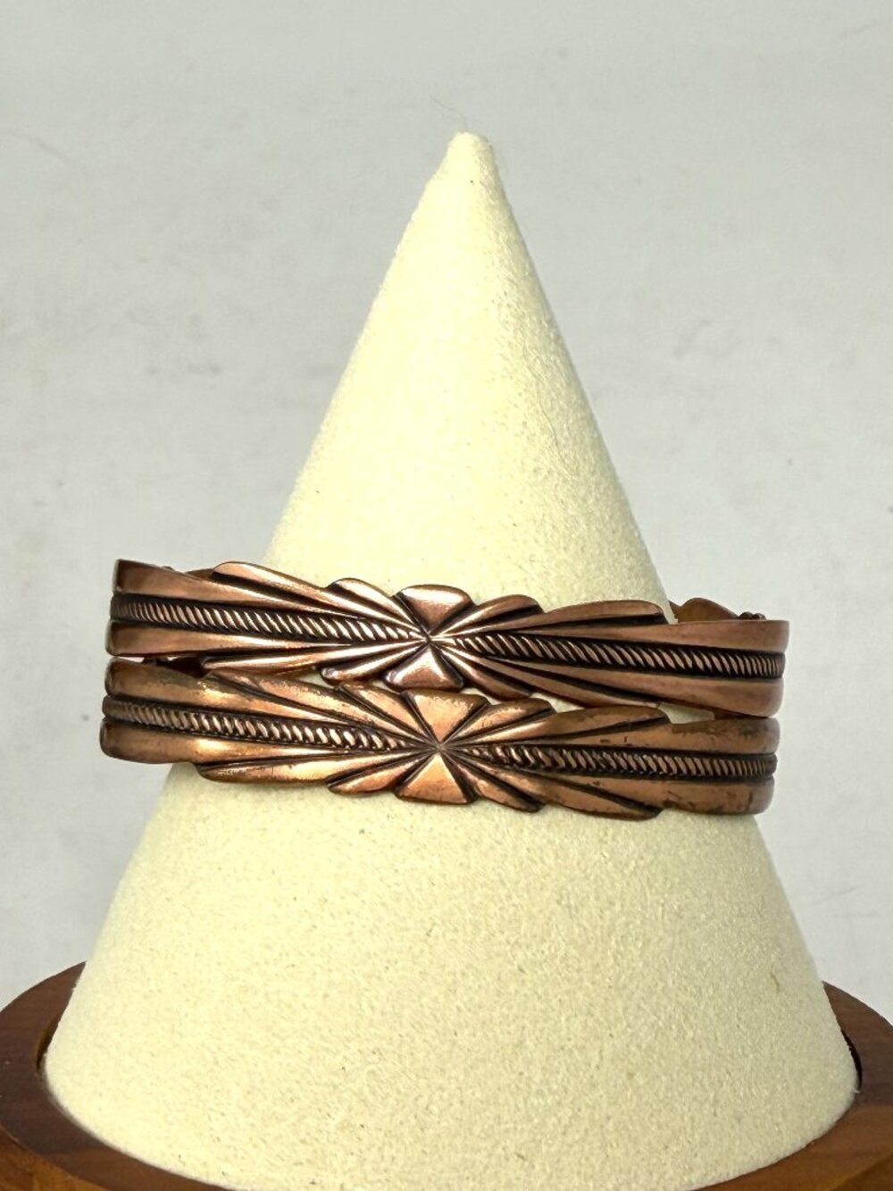 Vtg Bell Trading Post Solid Copper Cuff Bracelets Pair Southwest Navajo Style